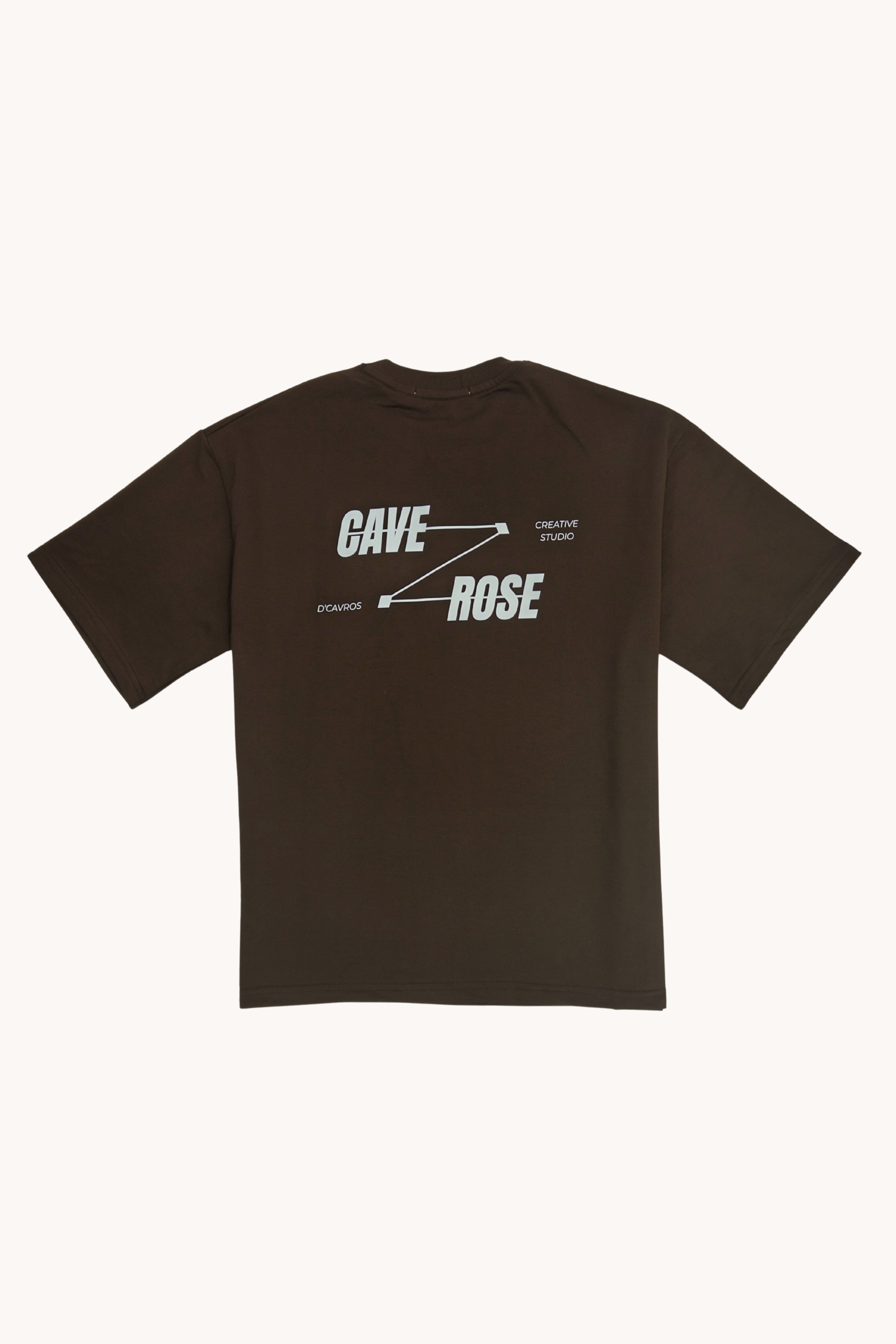 Cave-Rose Creative Studio Graphics Tee back view showcasing bold typography on a relaxed fit tee.