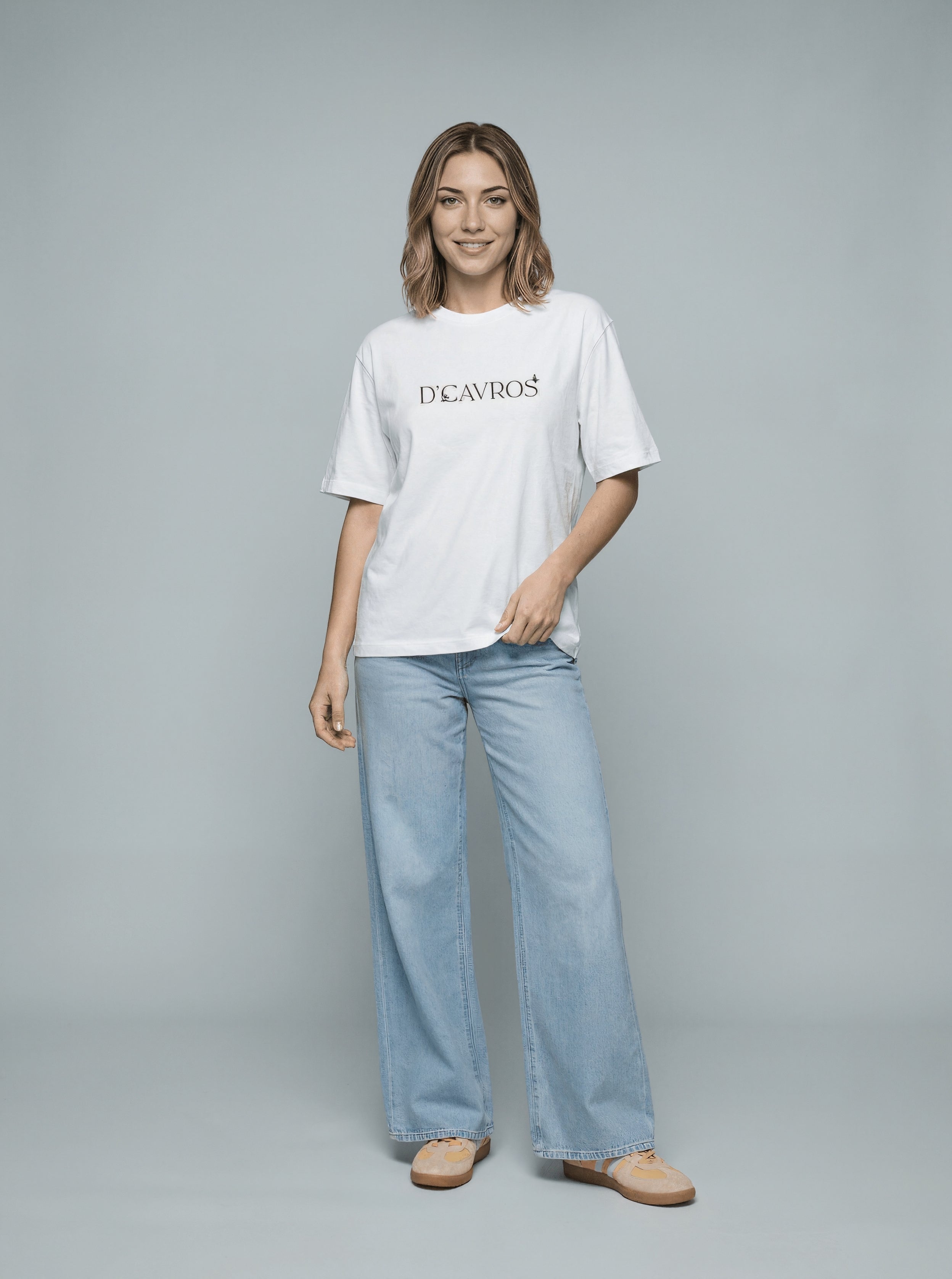 Model wearing an Oversized Graphics Printed T-Shirt with relaxed fit and casual style.