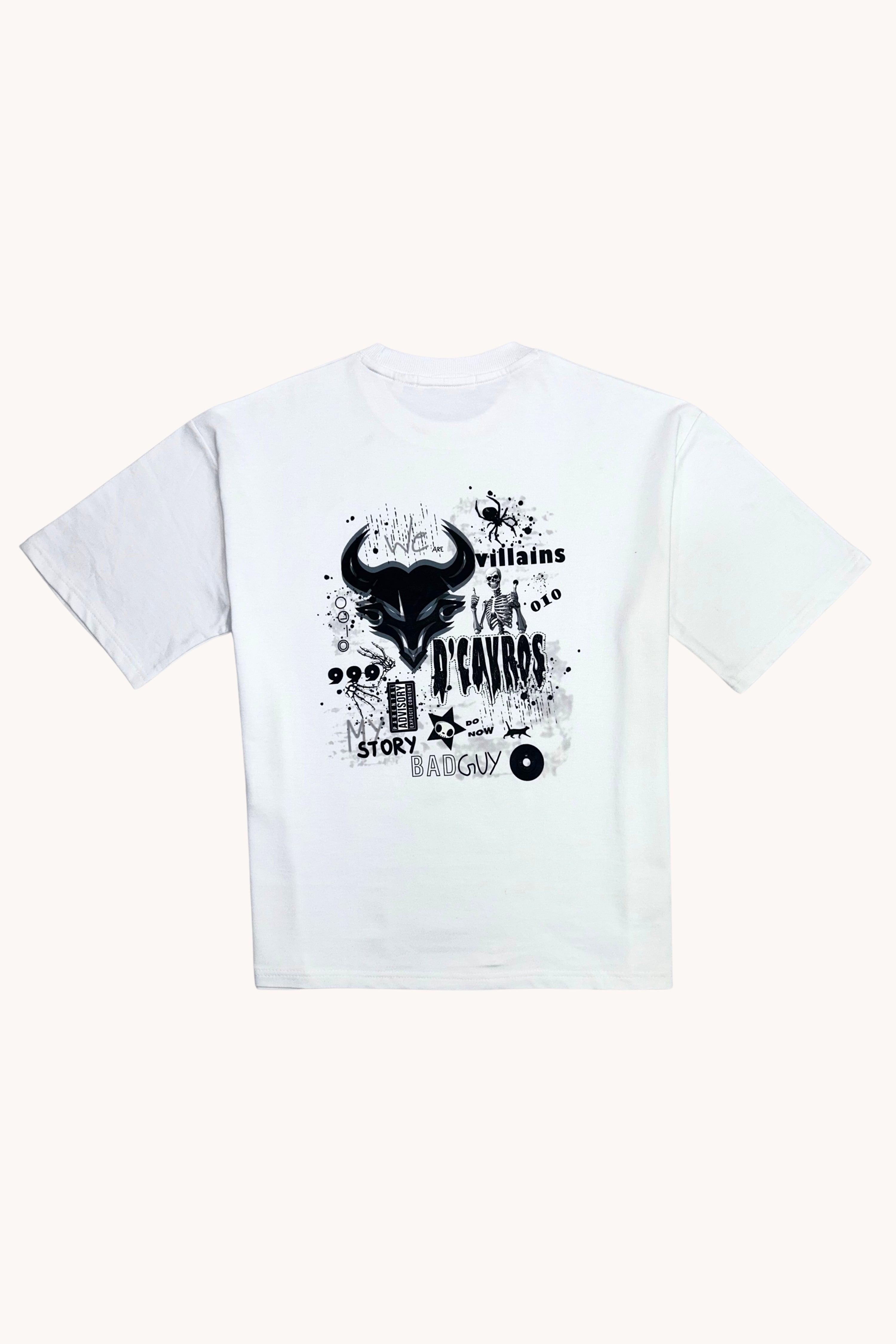 Bad Guy Graphics Printed T-Shirt featuring bold rebel artwork on a white cotton tee.