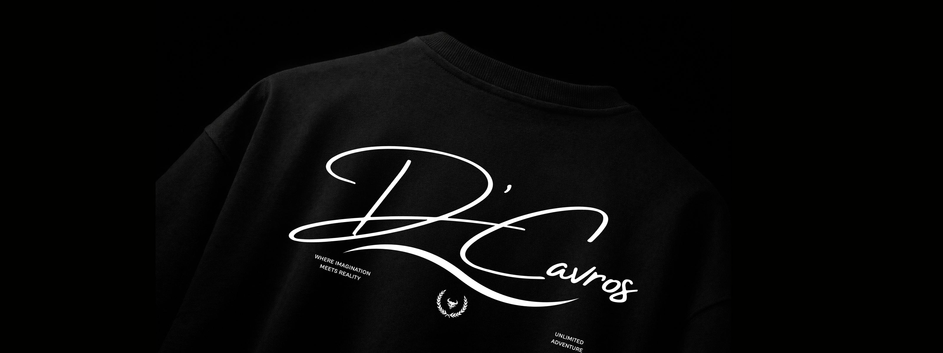 Black jacket with 'D'Cavros' logo on a black background